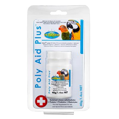 Vetafarm Poly Aid Plus  วิตามินเสริมพลังงาน สำหรับนกป่วยหรือเครียด (40g)