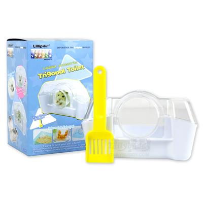 LillipHut ห้องน้ำขนาดใหญ่ สำหรับหนูแฮมสเตอร์  มีข้อต่อออกนอกกรง และที่ตักทราย (สีขาว+ใส) (TM2751)
