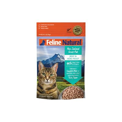 Feline Natural Beef & Hoki อาหารแมวฟรีซดราย สูตรเนื้อวัวและปลาโฮกิ สำหรับแมวทุกช่วงวัย สารอาหารครบถ้วน ใช้เป็นท็อปปิ้งเพิ่มความอยากอาหารได้(100g.,320g.)